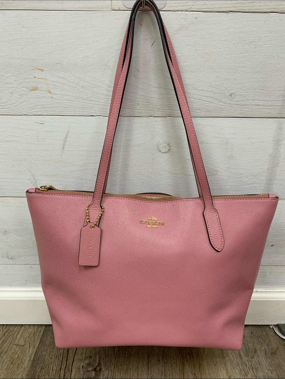 Coach Pink Leather Tote with Gold Hardware